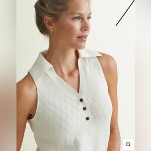 Collared Sleeveless Knit Tank Top in Cream